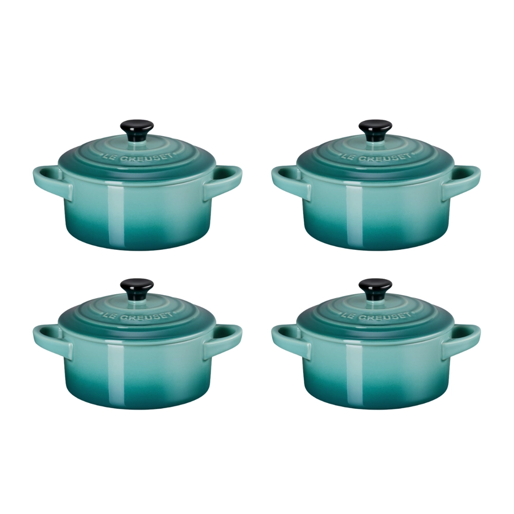 Jogo 4 Mini Cocotte de Cerâmica 10 cm Bleu Riviera Le Creuset