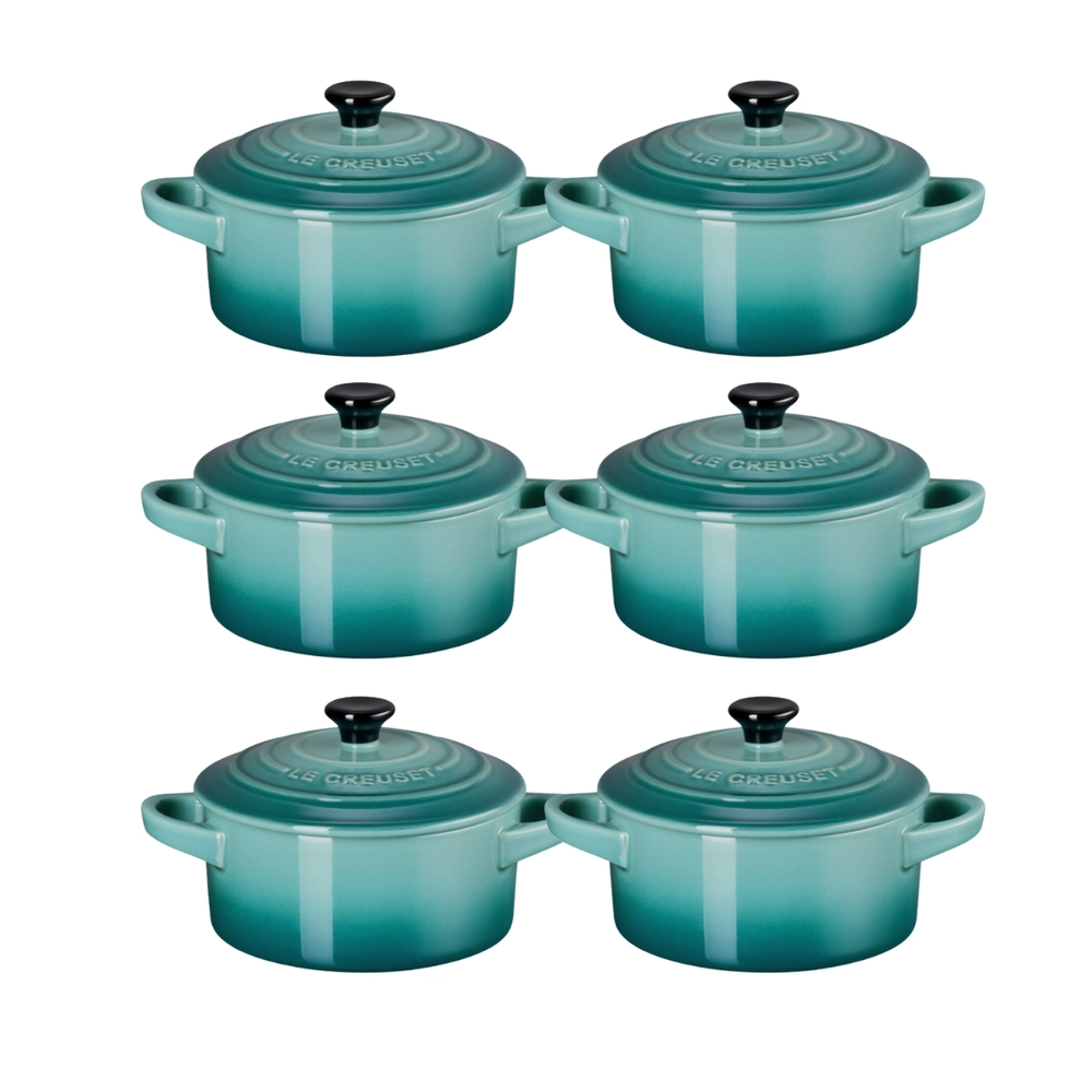 Jogo 6 Mini Cocotte de Cerâmica 10 cm Bleu Riviera Le Creuset