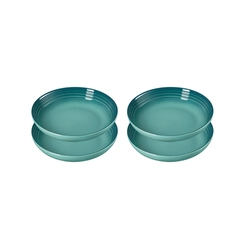 Jogo de 4 Pratos Fundos de Cerâmica 22 cm Bleu Riviera Le Creuset