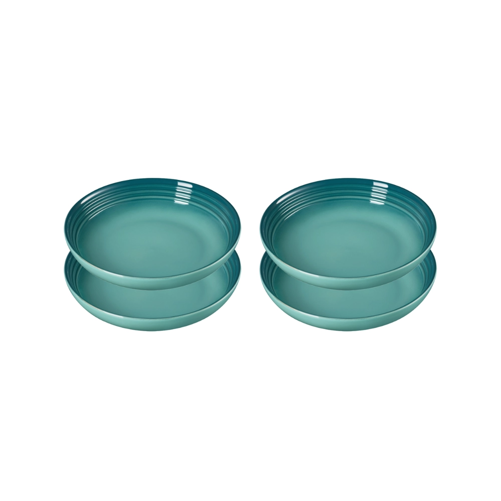 Jogo de 4 Pratos Fundos de Cerâmica 22 cm Bleu Riviera Le Creuset