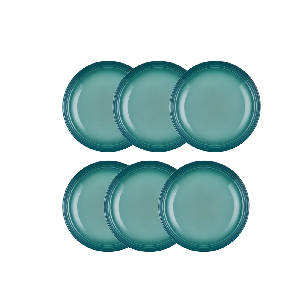 Jogo de 6 Pratos Fundos de Cerâmica 22 cm Bleu Riviera Le Creuset