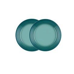 Jogo de 2 Pratos Rasos de Cerâmica 22 cm Bleu Riviera Le Creuset