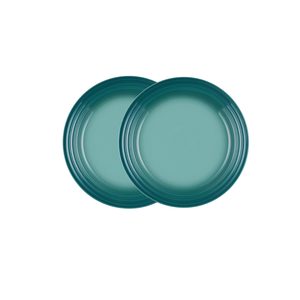 Jogo de 2 Pratos Rasos de Cerâmica 22 cm Bleu Riviera Le Creuset