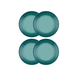 Jogo de 4 Pratos Rasos de Cerâmica 22 cm Bleu Riviera Le Creuset