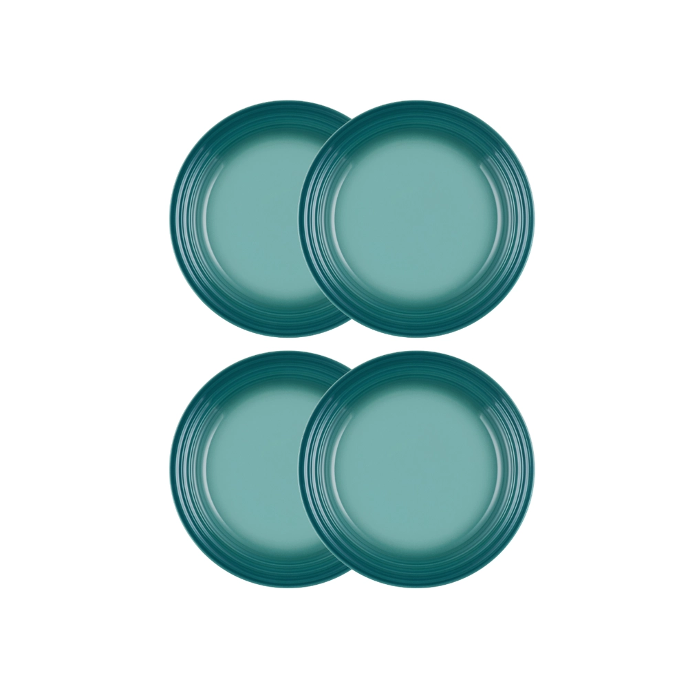 Jogo de 4 Pratos Rasos de Cerâmica 22 cm Bleu Riviera Le Creuset
