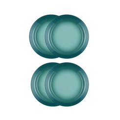 Jogo de 4 Pratos Rasos de Cerâmica 27 cm Bleu Riviera Le Creuset