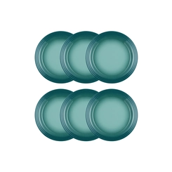 Jogo de 6 Pratos Rasos de Cerâmica 27 cm Bleu Riviera Le Creuset