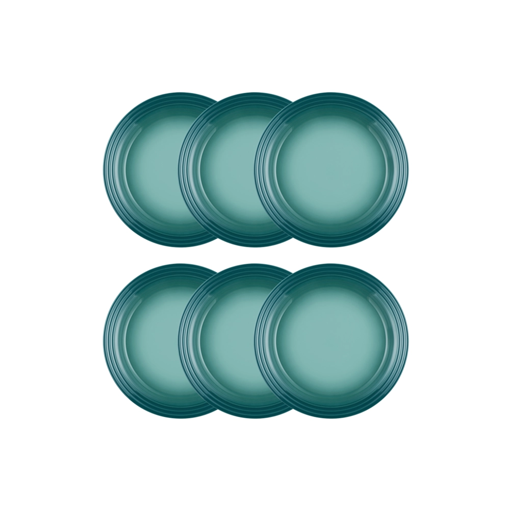 Jogo de 6 Pratos Rasos de Cerâmica 27 cm Bleu Riviera Le Creuset