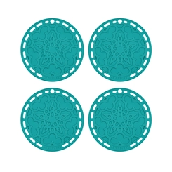 Kit de 4 Suportes de Silicone Bleu Riviera Le Creuset