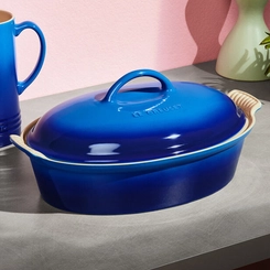 Travessa Oval com Tampa Heritage 3,8 Litros Azure Blue Le Creuset
