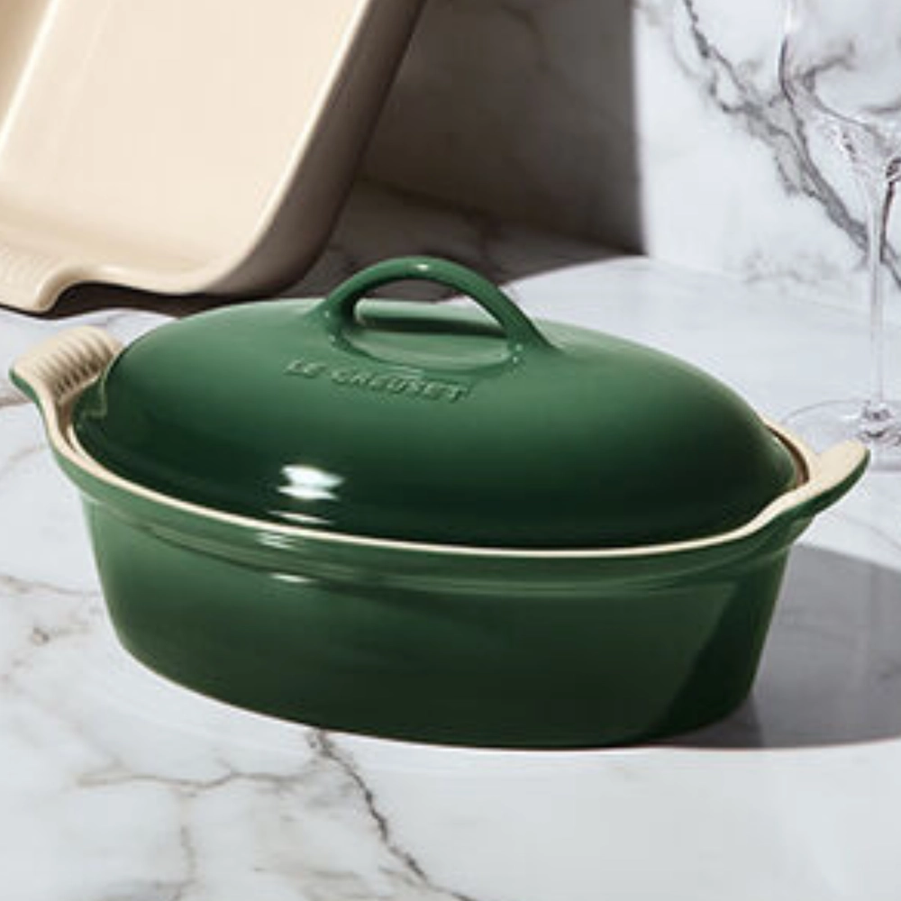 Travessa Oval com Tampa Heritage 3,8 Litros Artichaut Le Creuset