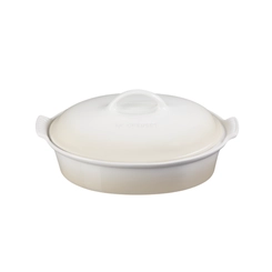 Travessa Oval com Tampa Heritage 3,8 Litros Meringue Le Creuset