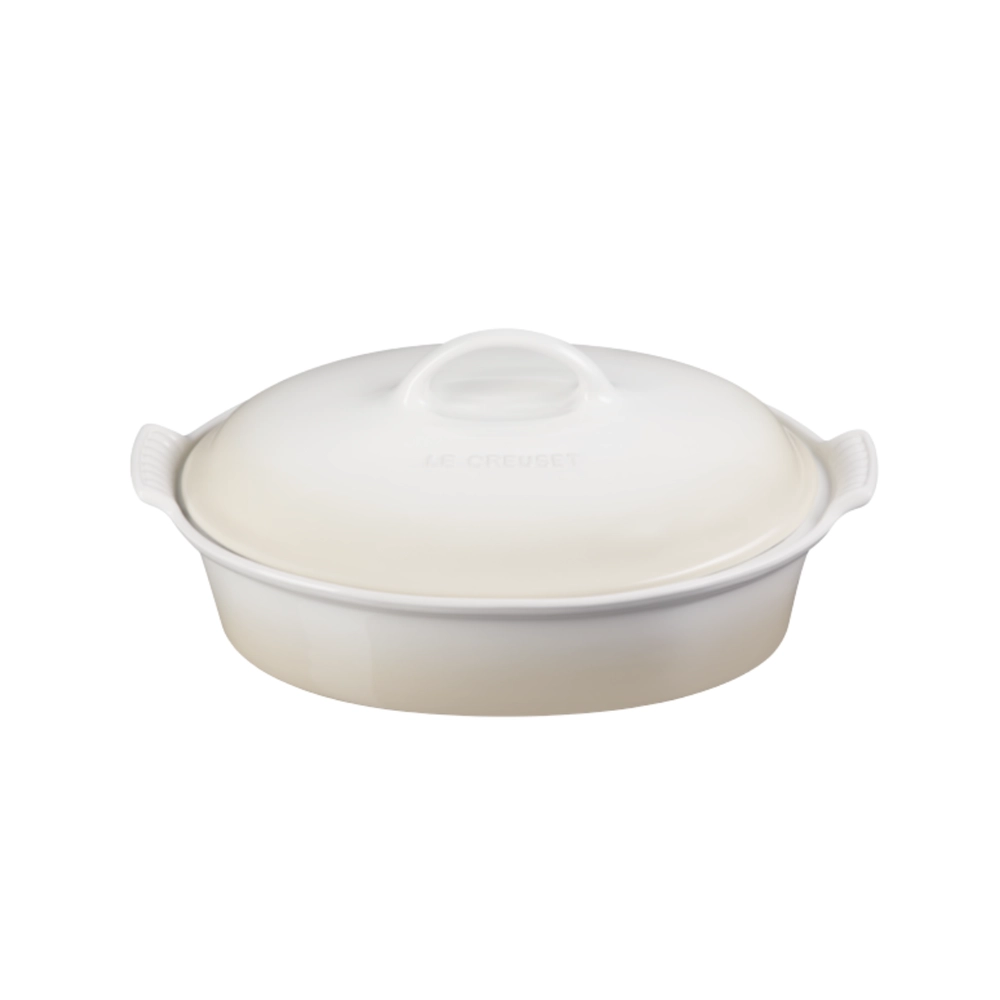Travessa Oval com Tampa Heritage 3,8 Litros Meringue Le Creuset