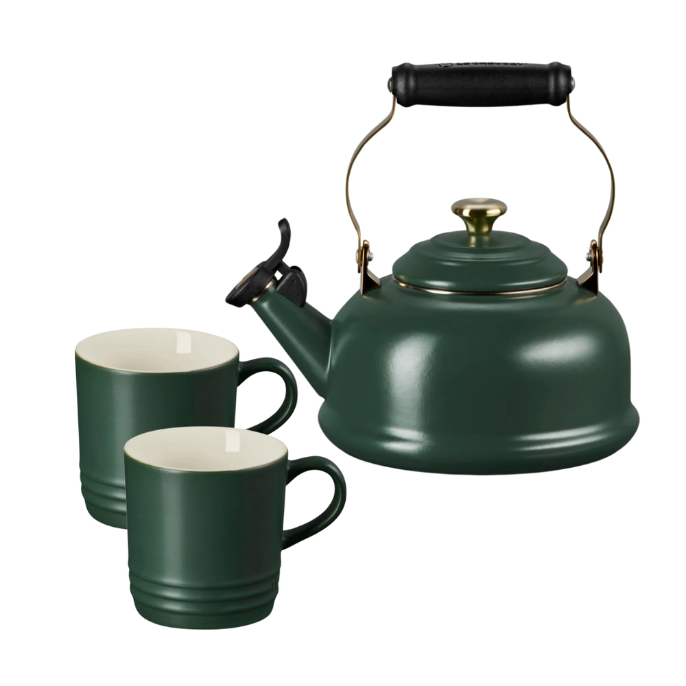 Kit Chaleira Tradicional e 2 Canecas 200 ml Forêt Le Creuset