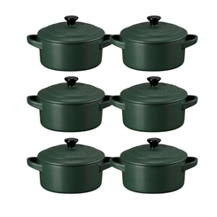 Jogo 6 Mini Cocotte de Cerâmica 10 cm Forêt Le Creuset
