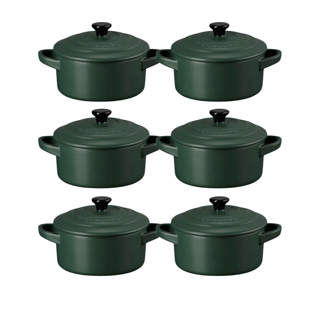 Jogo 6 Mini Cocotte de Cerâmica 10 cm Forêt Le Creuset