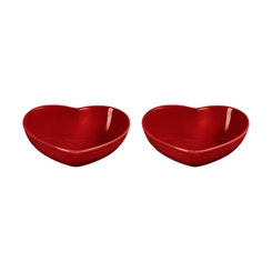 Set 2 Pratos de Cerâmica Coração 13 cm Vermelho Le Creuset