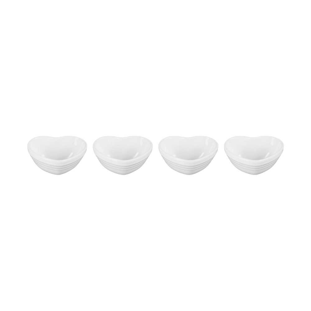Set 4 Mini Bowls de Cerâmica Coração Branco Le Creuset