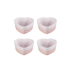 Jogo de 4 Ramekins de Cerâmica Coração Shell Pink Le Creuset