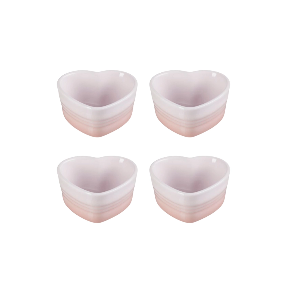 Jogo de 4 Ramekins de Cerâmica Coração Shell Pink Le Creuset