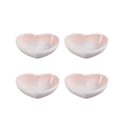 Jogo 4 Pratos de Cerâmica Coração 13 cm Shell Pink Le Creuset