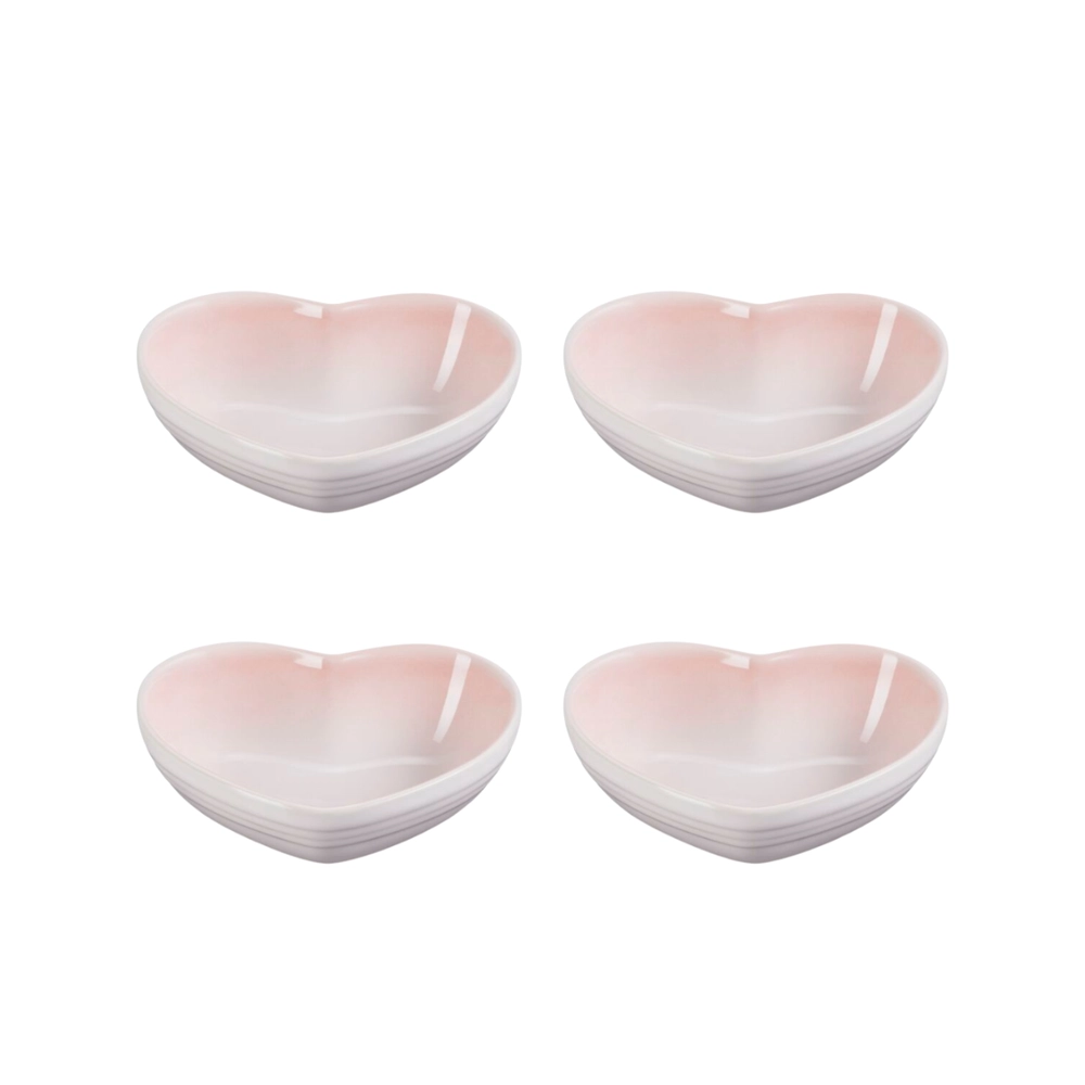 Jogo 4 Pratos de Cerâmica Coração 13 cm Shell Pink Le Creuset