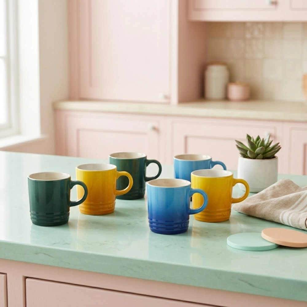 Jogo 6 Canecas de Chá de Cerâmica 350 ml Brasil Le Creuset