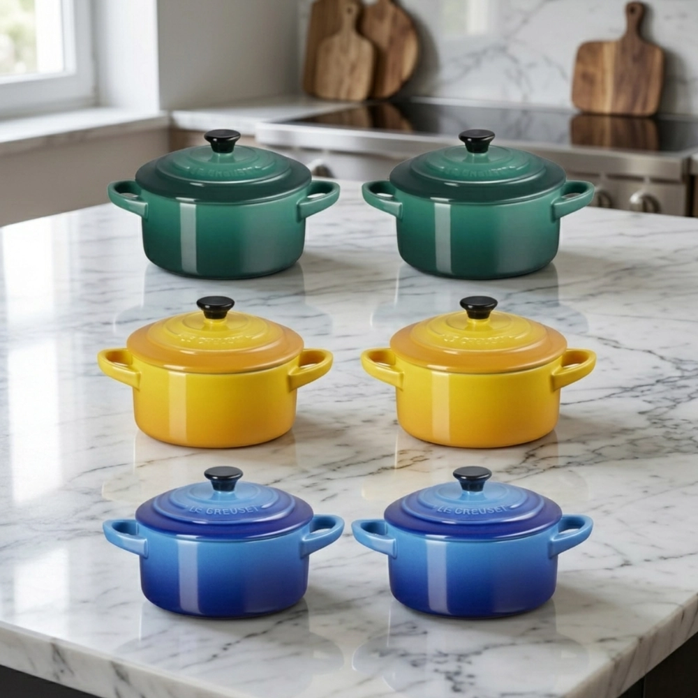 Jogo 6 Mini Cocotte de Cerâmica 10 cm Brasil Le Creuset