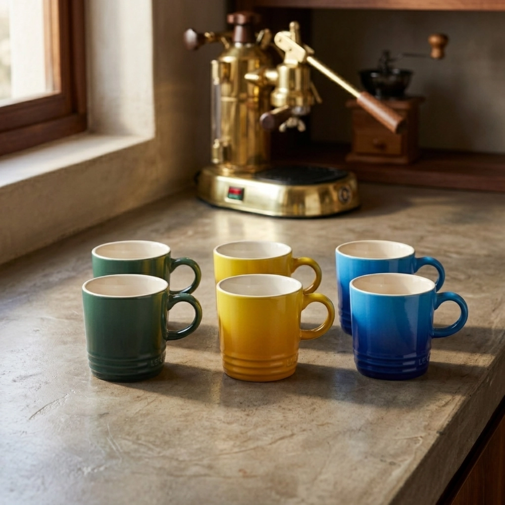Jogo de 6 Canecas Espresso de Cerâmica 100 ml Brasil Le Creuset