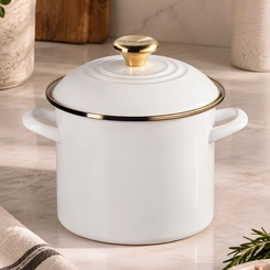 Stock Pot 5,7 Litros Pegador Dourado Branco Le Creuset