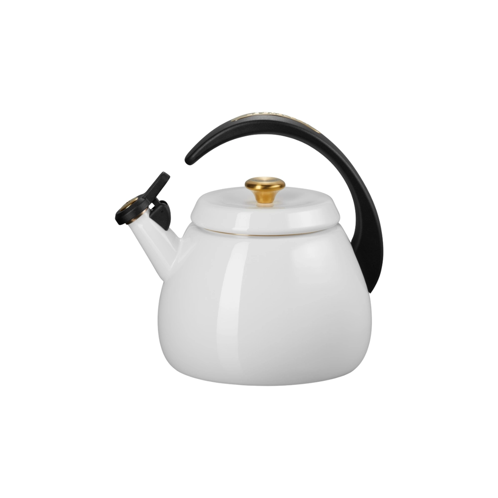 Chaleira Cloche 2,1 Litros Pegador Dourado Branco Le Creuset