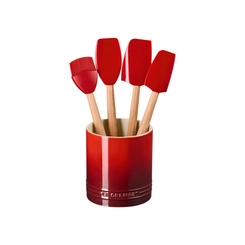 Set 4 Utensílios com Porta Utensílios Signature Vermelho Le Creuset