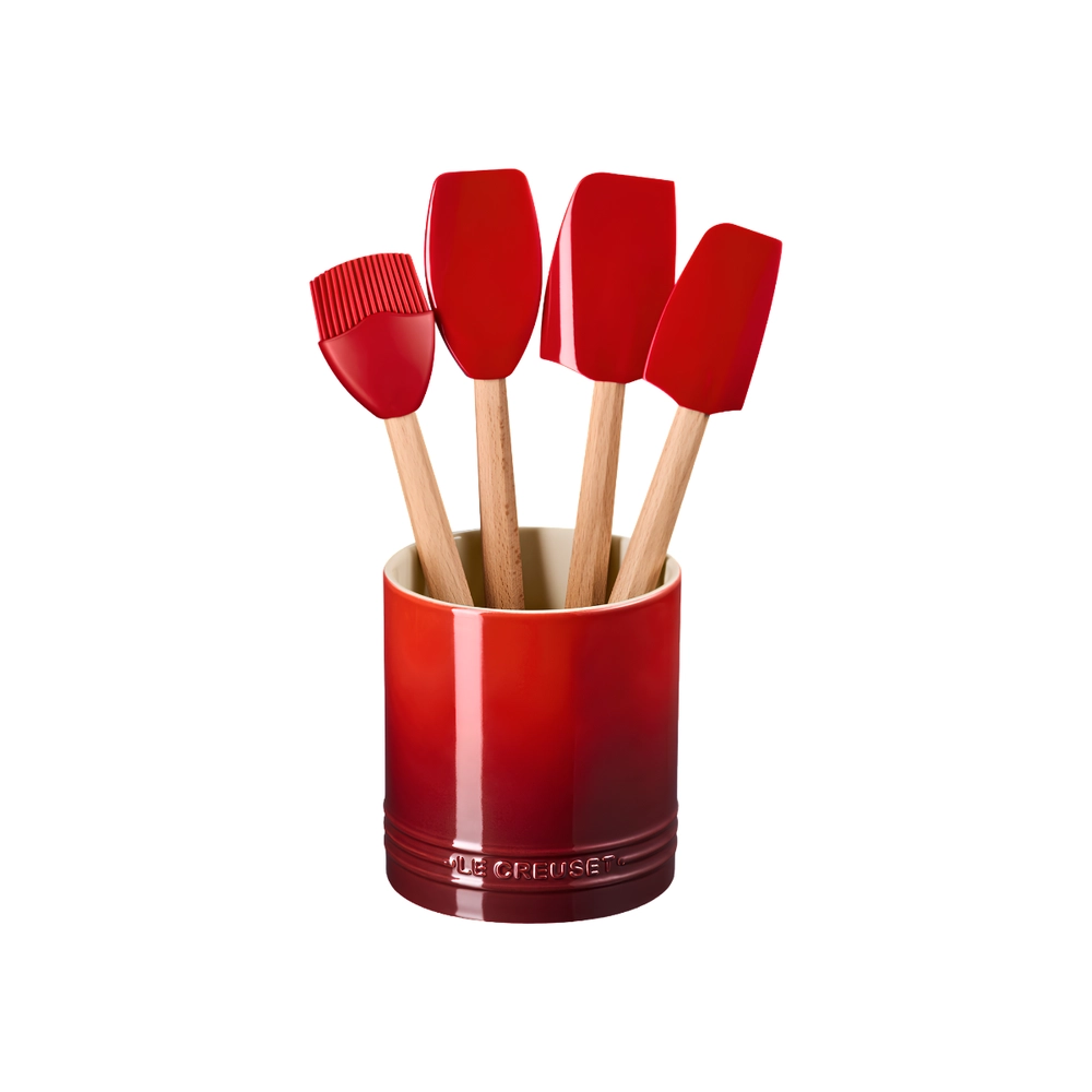 Set 4 Utensílios com Porta Utensílios Signature Vermelho Le Creuset
