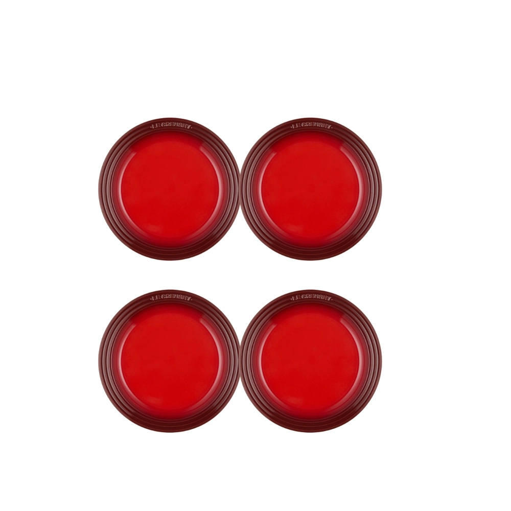 Jogo de 4 Pratos Rasos de Cerâmica Manila 19 cm Vermelho Le Creuset