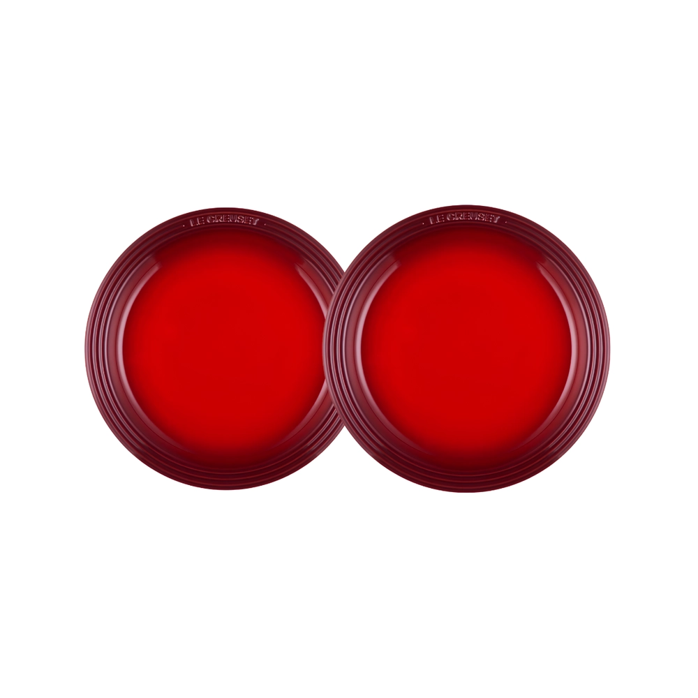 Jogo de 2 Pratos Rasos de Cerâmica Manila 23 cm Vermelho Le Creuset