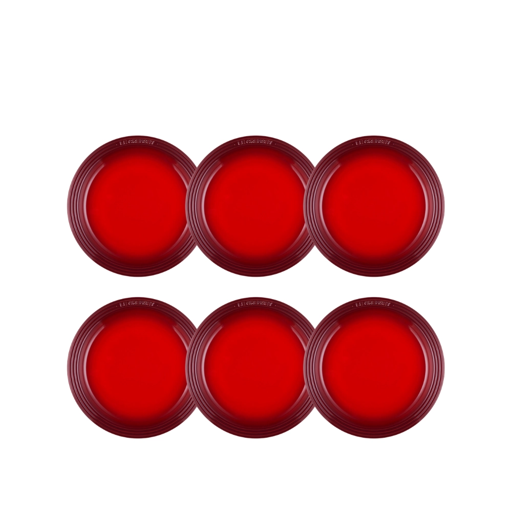 Jogo de 6 Pratos Rasos de Cerâmica Manila 23 cm Vermelho Le Creuset