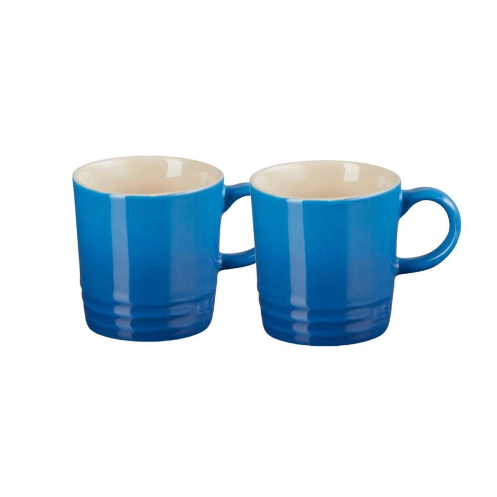 Jogo 2 Canecas Espresso de Cerâmica 100 ml Azul Marseille Le Creuset