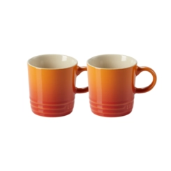 Jogo 2 Canecas Espresso de Cerâmica 100 ml Laranja Le Creuset