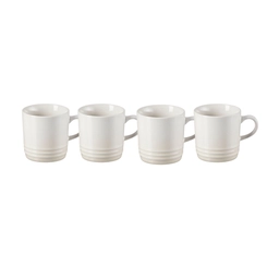 Jogo 4 Canecas Espresso de Cerâmica 100 ml Meringue Le Creuset