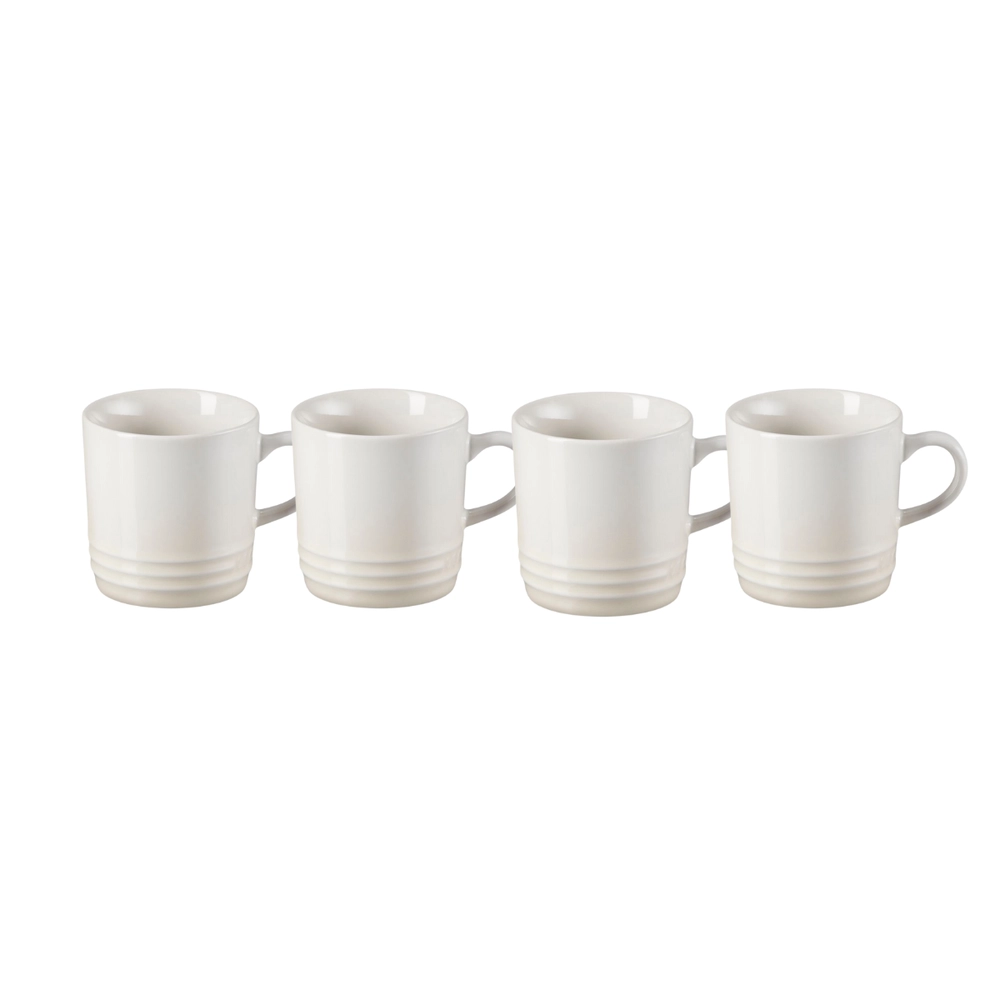 Jogo 4 Canecas Espresso de Cerâmica 100 ml Meringue Le Creuset