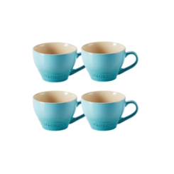 Jogo 4 Canecas Bistrô de Cerâmica 400 ml Azul Caribe Le Creuset