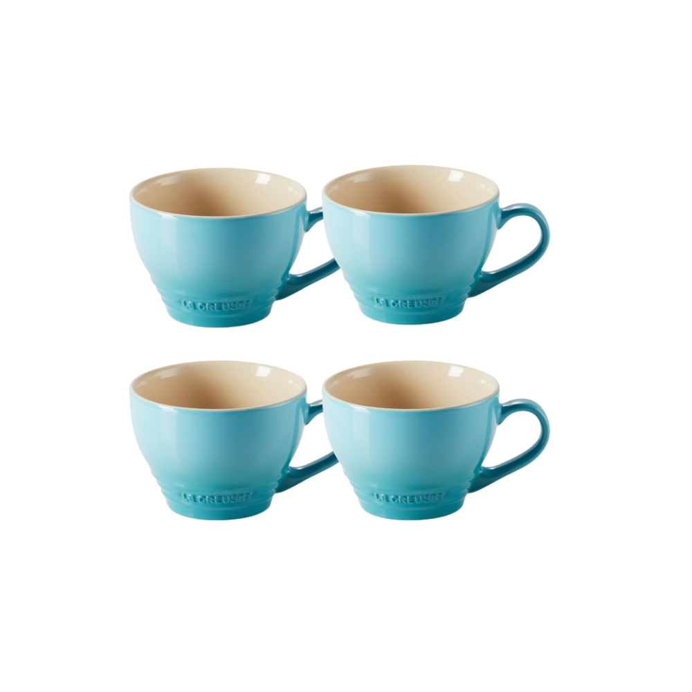 Jogo 4 Canecas Bistrô de Cerâmica 400 ml Azul Caribe Le Creuset