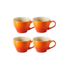 Jogo 4 Canecas Bistrô de Cerâmica 400 ml Laranja Le Creuset