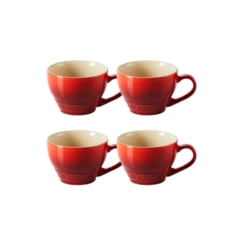 Jogo 4 Canecas Bistrô de Cerâmica 400 ml Vermelho Le Creuset