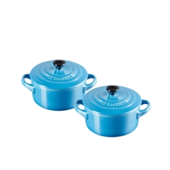 Jogo 2 Mini Cocotte de Cerâmica 10 cm Azul Marseille Le Creuset