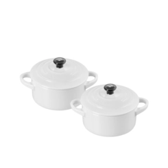 Jogo 2 Mini Cocotte de Cerâmica 10 cm Branco Le Creuset